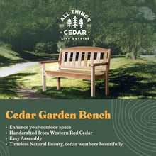 All Things Cedar 51 Inch Wooden Garden Bench, Outdoor Patio Seating Chair, Natural