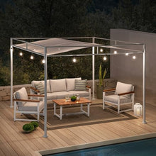 SUNJOY 10' x 10' Outdoor Pergola, Darkeford Metal Pergola with White Sling Fabric Sun Shade Canopy for Outdoor Patio, Garden,Yard, Deck, Entertaining