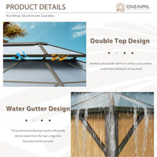 oneinmil 12'x20' Hardtop Gazebo with Netting and Curtains, Aluminum Frame, Heavy Duty Canopy for Patio, Backyard, Lawn Brown