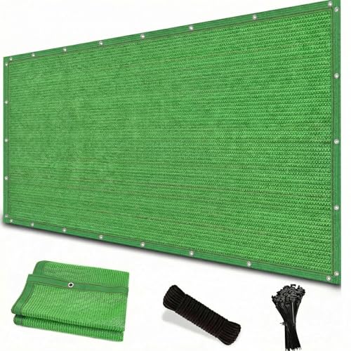 PIPRE Fence Privacy Screen Green 48 Feet x 70 Feet Outdoor Shade Cloth with Grommets, 120 GSM Temporary Fence Cover with Zipties Mesh Netting Fences Blockage for Backyard Garden Patio