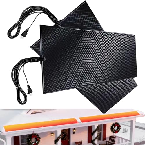 Pimluity Heated Snow Melting Mats Outdoor - 10FT x 14IN Anti-Slip Graphene Mats for Decks, Walkways & Backyards | 4 in/h Melting Speed, Prevents Roof & Valley Ice Dams (2PCS)