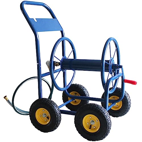 Hose Pipe Holder Garden Hose Reel Cart with Wheels for Outdoor, Yard Water Planting Truck , 490 Feet of 1/2 Inch Large Capacity Hose Reel Cart, Heavy Duty Patio Lawn Garden Watering Equipment Cart Hos