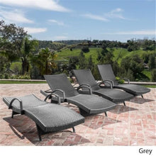 Noble House Salem Outdoor Wicker Arm Chaise Lounge Set of 4 Grey