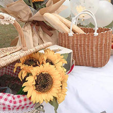 OQPJMYZ Picnic Bags Picnic Basket with Handles, Vegetable Basket, Woven Picnic Supplies, Portable Shopping Basket Travel Camping (Brown 21 * 15 * 25cm)