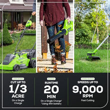 Greenworks 40V 16" Brushless Cordless (Push) Lawn Mower + Blower (350 CFM) + 13" String Trimmer (Bonus Spools), 4.0Ah + 2.0Ah Battery and Charger Included (75+ Compatible Tools)