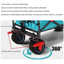 Handcart, Folding Camping Cart Garden Wagon, 4 Wheeled Collapsible Festival Trolley,Removable Oxcloth,Adjustable Handle,100 Liters Super Large Capacity 120Kg/Green