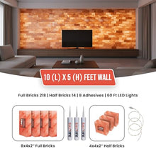 10×5 ft Himalayan Salt Wall Panel DIY Kit – for Commercial Spa & Sauna, Salt Bricks, LED, Adhesive & User Manual