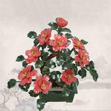 YXIANG56Q Fake Plants Artificial Bonsai Tree - Chinese-Style Jade Peony Flower Potted Plants Bonsai Tree