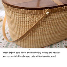 Storage Basket,Rattan Hand-Woven Garden Picnic Large Shopping Lid