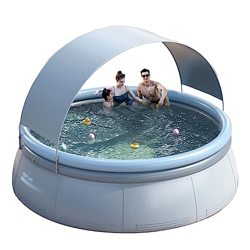 TQQEPOOL Inflatable Swimming Pool with Canopy Outdoor Above Ground Portable Pool for Family Garden Backyard (Color : Gray, Size : 3m)