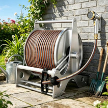 Azcabjie Portable Stainless Steel Hose Reel Storage Rack B-50mHose