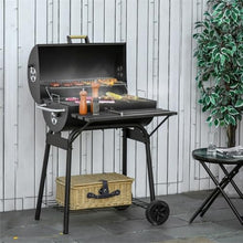 Offset Charcoal Smoker Grill Combo, 2-in-1 Barrel Style Grill & Smoker, Dual Shelves, Storage Rack & Wheels, for Backyard & Camping