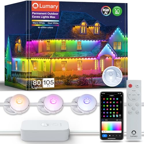 Lumary Permanent Outdoor Lights Max, 105FT with 80 LED Eave Lights 4800LM