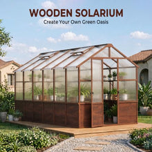 Dastiaque 6x12FT Wooden Polycarbonate Greenhouse for Garden Backyard