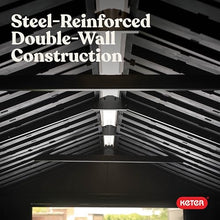 Keter Newton Plus 7.5x15 Ft All-Weather Storage Shed with Skylight, Window, Built-in Ventilation, Customizable Walls, & Lockable Double Doors, Graphite