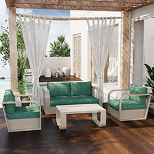 EAST OAK Signature 4-Piece Patio Furniture Set Aluminum Teak Wood Sofa Coffee Table Champagne & Green