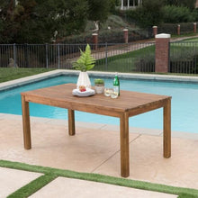 Hassyee Rustic Style Expandable Acacia Wood Dining Table with Slat Paneling Tabletop, Patio Wooden Rectangular Coffee Table for Outdoor Indoor