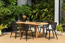 Amazonia Certified Teak 7-Piece Oval Extendable Dining Set with Black Aluminum Chairs Brown