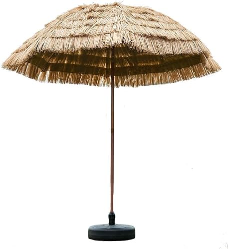 Parasol Umbrella Straw Parasol Umbrella for Garden, Waterproof and Fade Resistant Patio Umbrella with Tilt Steel Pole, 25L Water Injection Base (Size : 7.8FT) ()