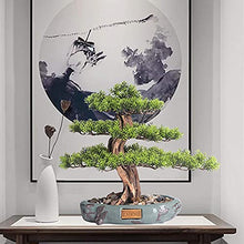 LSHAOBO Artificial Bonsai Tree Realistic Faux Bonsai Tree, Houseplant, Black Ceramic Round Pot and Pebbles Desktop Decoration Novelty Gifts(Color:B)