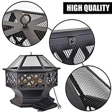 Metal Fire Pits for Garden, Fire Pit for Outdoor Garden Patio Outdoor Fireplaces Backyard Firepit with Spark Protection Mesh