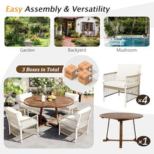 roomfitters 5-Piece Outdoor Patio Dining Set with Extendable Round Table and 4 Rattan Armchairs, Natural