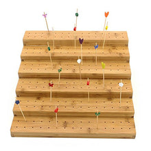 BambooMN 5" Tall Bamboo Skewer Holder Food Display Step Skewers Stand w/ 180 Holes - Natural Color - 10 Pieces