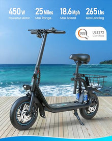 Gyroor C1 PRO 450W Electric Scooter with Dual Shock Absorbers Black Gray
