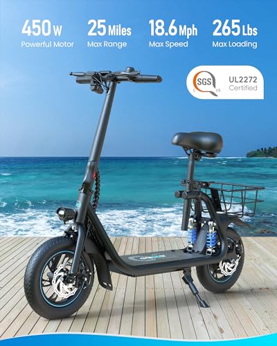 Gyroor C1 PRO 450W Electric Scooter with Dual Shock Absorbers Black Gray