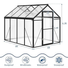 6x8 FT Greenhouse, Greenhouses for Outside, Polycarbonate Greenhouse with Aluminum Frame, Lockable Door and Ajustable Roof Vent for Backyard, Green Houses for Outside Garden Backyard, Patio