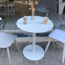 Failjierue White Round Bistro Table Counter-Height Club Table with Sturdy Metal Base as Kitchen Dining Desk, Coffee Workstation & Study(40x62cm)