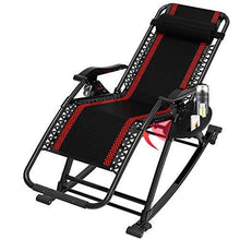 Reclining Lounger Recliner Chair Folding Zero Gravity Chair, Heavy Duty Zero Gravity Chair, Adjustable Sun Lounger for Garden Beach Lawn Swimming Pool Conservatory, Deck Chair (Red and Black Easy Cha