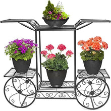 MIIKHI Garden Cart Stand & Flower Pot Plant Holder Display Rack, 6 Tiers, for Home, Garden, Patio
