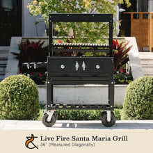 Ash & Ember Santa Maria Grill, Wood & Charcoal Argentine Grill, Hand Wheel for Adjustable Heat Control, BBQ Grill with V-Grates & Grease Trap, Argentinian Grills with Bottom & Side Shelf