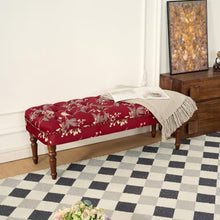 KEIKI 2-Piece Floral Loveseat & Ottoman Bench Set, Tufted, Red