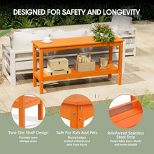 WestinTrends Malibu 55" Outdoor Patio HDPE Adirondack 2-Tier Shelf Console Table, Orange