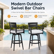 QEGFWE Modern Outdoor Bar Stools Set of 2, Patio Chairs for Garden, Balcony，White-Swivel