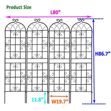Metal Garden Trellis Rustproof Trellis for Climbing Plants Outdoor Flower Support, Powder Coated Galvanized Round Pipe, Suitable for Vine Plants, Pea Trellis, Screen or Corner Support (Black,4)