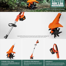 Vdniduir Cordless Garden Tiller, Electric Soil Cultivator,Powered Tiller Cultivator,for Gardens,Small Farms