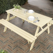 JONATHAN Y Shoreham Eucalyptus Wood Outdoor Picnic Table, 59", Almond