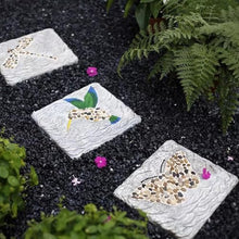 Etlegor Garden Stepping Stone, Square Step Gardening Stones with Pebble, Rustic Style Decorative Paver for Lawns, Backyards, Pond Borders, Pathways(4 Pieces)