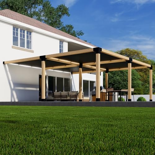DIY Attached Pergola Kit with Canopies - 6x6 Lumber - 8' x 10' Canopy Size - Build Up to 24' x 24'