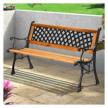 Rsmmpqa Park Garden Benches Outdoor Bench, Cast Iron e and Anticorrosive Solid Wood Weatherproof Terrace Benches, 2-3 Seats Bench