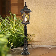 KADELONG - Outdoor Lawn Lights Glass Shade E27 Path Lights V-intage Villa Garden Yard Lamps Landscape Driveway Walkway External Night Security Lighting Fixture H36.43in,Chandelier Lighting, jq-842