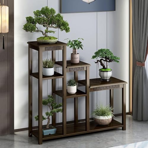 LoKori New Chinese Plant Stand Indoor Outdoor, Bamboo Corner Plant Shelf Bonsai Storage Rack,Flower Potted Display Holder for Home Decor,Balcony,Patio,B