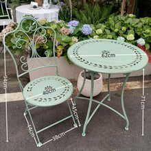 Dexinhdh Set of 3 Patio Bistro Set, Outdoor Side Tables & Garden Chair, Retro and Old Texture, Portable Metal Picnic Tables with Large Tabletop & 2 Chairs for Yard Backyard(Green)