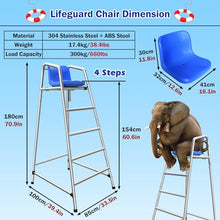 QYQCXGL Heavy-Duty Stainless Steel Lifeguard Chairs, 3.9/4.9/5.9ft Pool Deck Seating, Comfortable Outdoor Bar Stool for Adults, Durable Lifeguard Tower for Patios & Lakes (H 180cm/71inch)