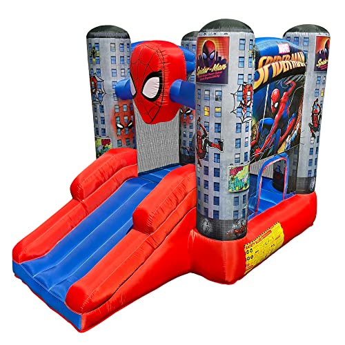 Funormous Marvel Spider-Man Bounce House with Slide Red Blue Grey
