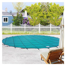 WAHHWF Winter Round Pool Safety Cover for Inground Swimming Pool, 3ft-33ft Large Green Mesh Heavy Duty, Wooden Deck/Concrete Floor Mounted, Customizable Sizes, Easy fo Install(25ft/7.6m)