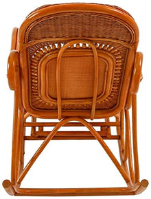 ZYBB Solid Wood Large Rocking Chair Adult Recliner Balcony Rattan Lazy Rocking Chair 145X102x65cm